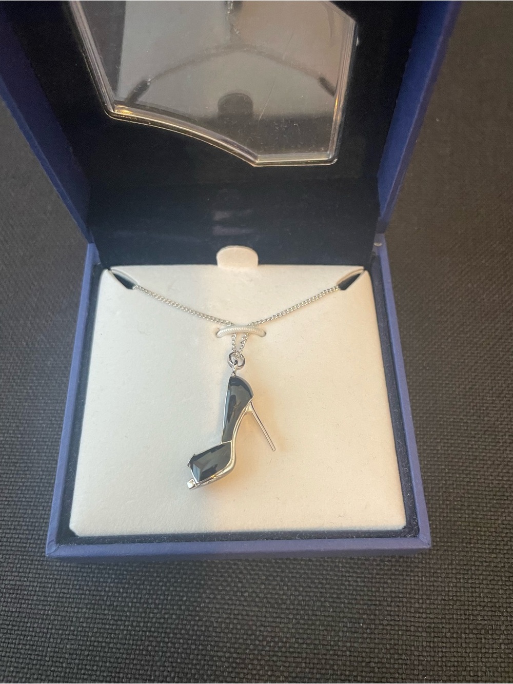 Swarovski Silver High Heel Pendant Necklace - Black